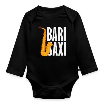 Bari Saxi Saxophon Saxophonist Jazz - Baby Bio-Langarm-Body - Schwarz - Vorne