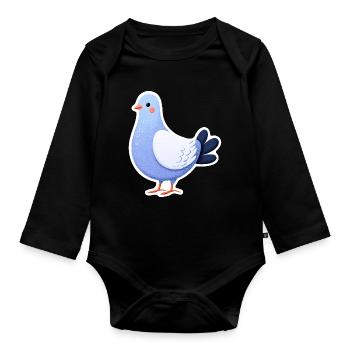 Illustration d’autocollants de colombe bleue - Body Bébé bio manches longues - noir - Devant