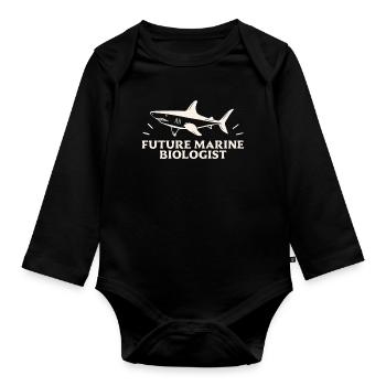 Future marine biologist biology student - Organic Longsleeve Baby Bodysuit - black - Front