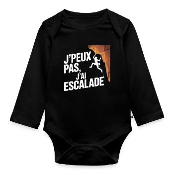 I can't I climbed - Organic Longsleeve Baby Bodysuit - black - Front