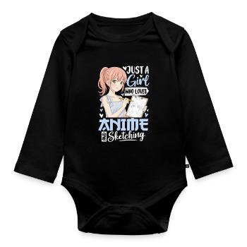 Just A Girl Who Loves Anime And Sketching - Organic Longsleeve Baby Bodysuit - black - Front