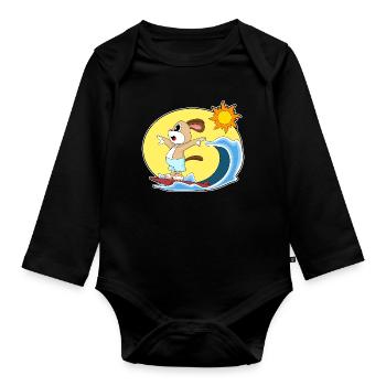 Été de surf sur planche de surf pour chiens - Body Bébé bio manches longues - noir - Devant