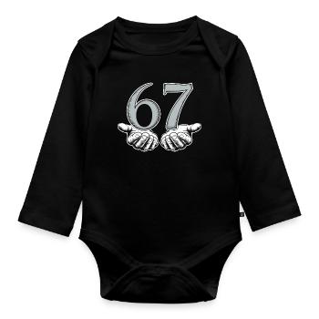 Lustiges 67 Meme Hände Gen Alpha Humor - Baby Bio-Langarm-Body - Schwarz - Vorne