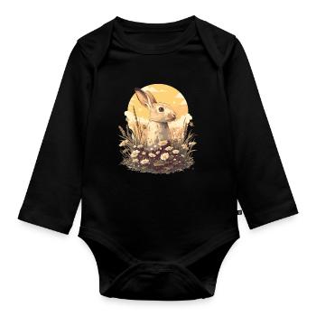 Bunny Bunny - Organic Longsleeve Baby Bodysuit - black - Front