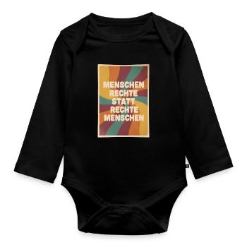 Human Rights Instead of Right People Retro - Organic Longsleeve Baby Bodysuit - black - Front