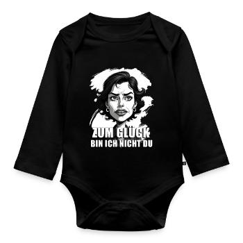 Caricature avec la citation « Heureusement... » - Body Bébé bio manches longues - noir - Devant