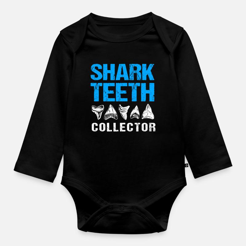 Dents de requin Dents de requin Dents de requin - Body Bébé bio manches longues - noir