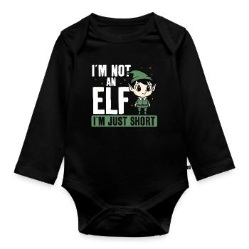  Ich Bin Kein Elf, Ich Bin Nur Klein. Lustige - Baby Bio-Langarm-Body - Schwarz - Vorne