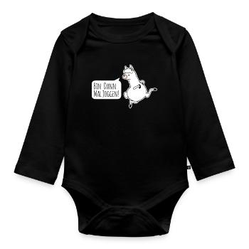 Llama-style joggers! Silly but fun jogging - Organic Longsleeve Baby Bodysuit - black - Front