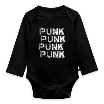 Logo répété du punk grunge - Body Bébé bio manches longues - noir - Devant