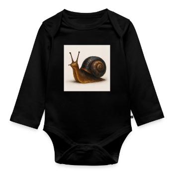 Snail with blue shimmer shell - Organic Longsleeve Baby Bodysuit - black - Front