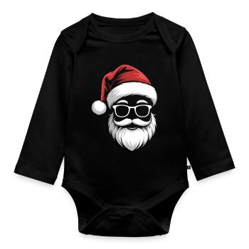 Cooler Santa mit Sonnenbrille - Baby Bio-Langarm-Body - Schwarz - Vorne