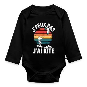 I Can't I Kite Gift Humor - Organic Longsleeve Baby Bodysuit - black - Front