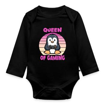 Gaming Wife Queen - Organic Longsleeve Baby Bodysuit - black - Front