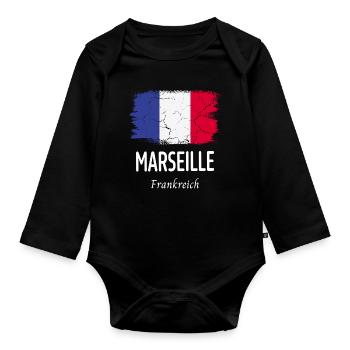 Marseille - Organic Longsleeve Baby Bodysuit - black - Front