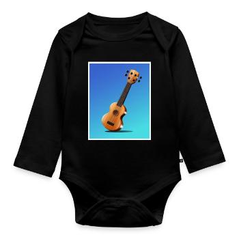 Affiche de guitare acoustique de dessin animé - Body Bébé bio manches longues - noir - Devant
