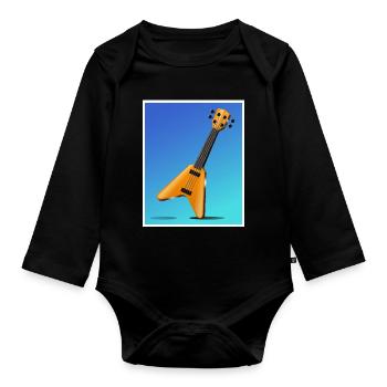 Cartoon Guitar Poster Art - Organic Longsleeve Baby Bodysuit - black - Front