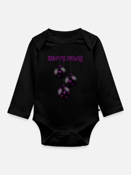 HEAVY X-MAS, PINK - Baby Bio-Langarm-Body - Schwarz