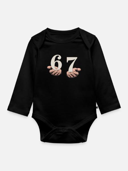 6-7 Gen Alpha Meme | Slang-Humor-Trend - Baby Bio-Langarm-Body - Schwarz