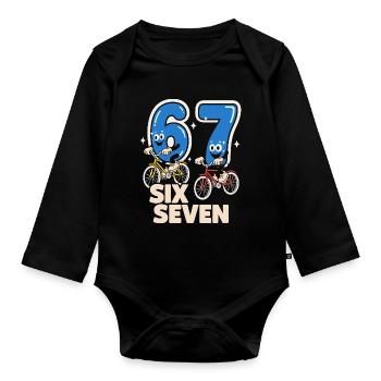 67 Six Seven meme Cycling - Italian Lust - Organic Longsleeve Baby Bodysuit - black - Front