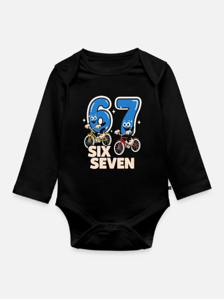 67 Six Seven meme Radfahren - Italienisch Lust - Langærmet babybody, økologisk bomuld - sort