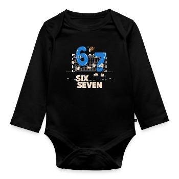 67 Six Seven meme Handball - Cadeau drôle - Body Bébé bio manches longues - noir - Devant