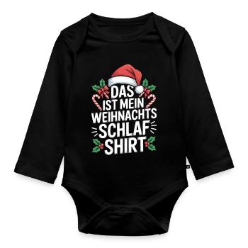 Das Ist Mein Weihnachtsschlafshirt - Baby Bio-Langarm-Body - Schwarz - Vorne