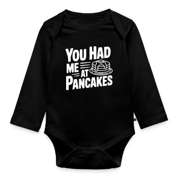 Tu m’as eu aux pancakes - Body Bébé bio manches longues - noir - Devant