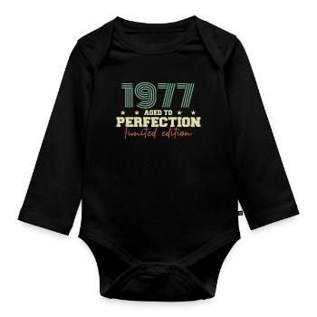 1977 - Organic Longsleeve Baby Bodysuit - black - Front
