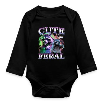 Funny Raccoon - Baby Bio-Langarm-Body - Schwarz - Vorne