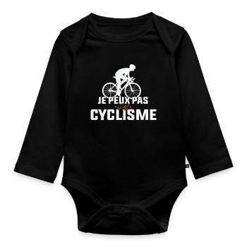 I can't I have cycling - Organic Longsleeve Baby Bodysuit - black - Front