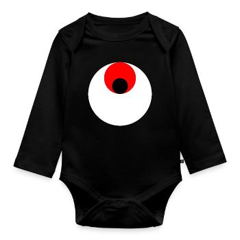 3 circles, white, red and black - Organic Longsleeve Baby Bodysuit - black - Front