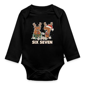 67 Six Seven 6-7 Frohe Weihnachten Santa Lustig - Baby Bio-Langarm-Body - Schwarz - Vorne