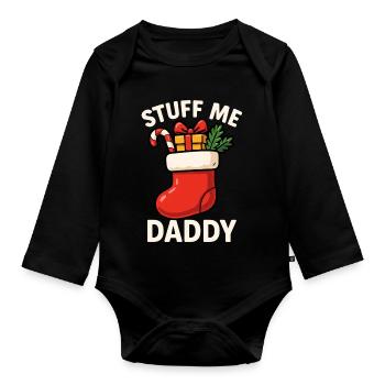 Stopfe mich, Papa! Weihnachtsstrumpf, unartig - Baby Bio-Langarm-Body - Schwarz - Vorne