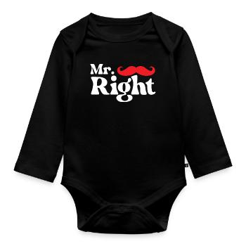 Mr. Right Lustiges Valentinstags-Paar, das zusammenpasst - Baby Bio-Langarm-Body - Schwarz - Vorne