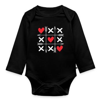 Tic-Tac-Toe-Herzen Süße Passende Paare Valentinstag - Baby Bio-Langarm-Body - Schwarz - Vorne