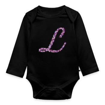 Symphony of Blossoms - Organic Longsleeve Baby Bodysuit - black - Front