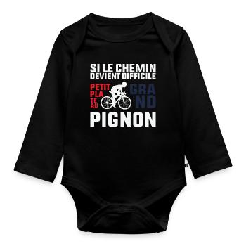 If the Path Gets Tough - Cyclist Gift - Organic Longsleeve Baby Bodysuit - black - Front