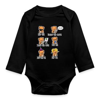Cute Bear Friends - Little Bears Have Jobs! - Organic Longsleeve Baby Bodysuit - black - Front