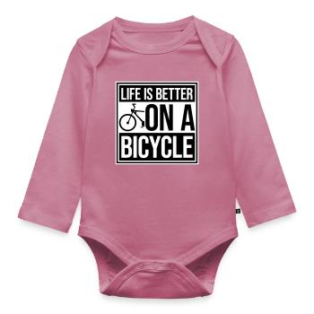 La vie est meilleure à vélo. Cyclisme Sport - Body Bébé bio manches longues - mauve - Devant