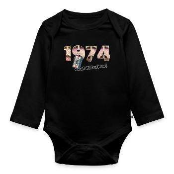 1974 Vintage Retro – Cassette – Cool Olds - Organic Longsleeve Baby Bodysuit - black - Front