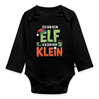 I'm not an elf, I'm small - Organic Longsleeve Baby Bodysuit - black - Front