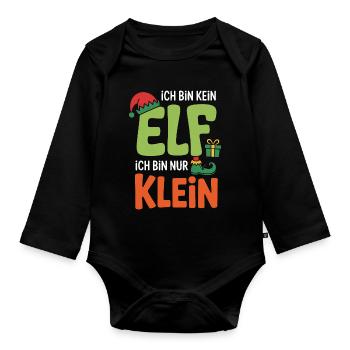 I'm not an ELF, I'm just small - Organic Longsleeve Baby Bodysuit - black - Front