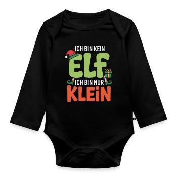 Ich bin kein Elf, ich bin klein - Baby Bio-Langarm-Body - Schwarz - Vorne