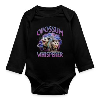 Funny Opossum - Organic Longsleeve Baby Bodysuit - black - Front