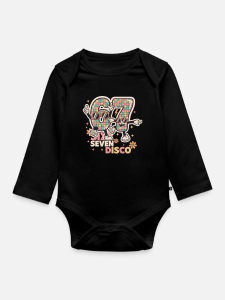 67 Six Seven Lustiges Italien Retro Discokugel - Langærmet babybody, økologisk bomuld - sort
