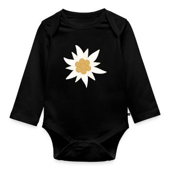 Fleur d’Edelweiss - Body Bébé bio manches longues - noir - Devant