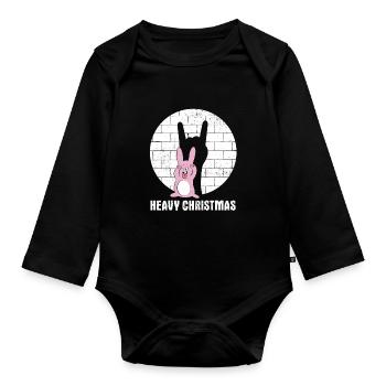 Noël intense | Drôle de lapin métallique - Body Bébé bio manches longues - noir - Devant