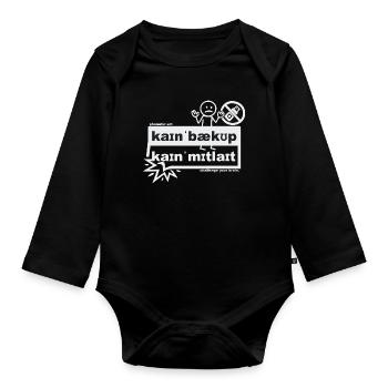 No backup, no pity - phonetic art - Organic Longsleeve Baby Bodysuit - black - Front