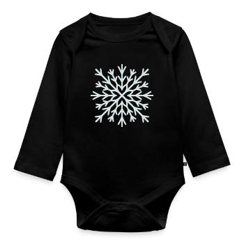 Frosted Snowflake Radiance - Organic Longsleeve Baby Bodysuit - black - Front